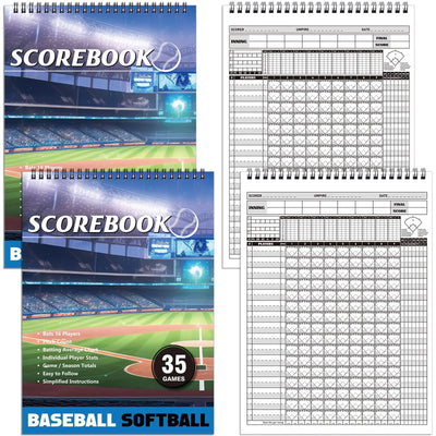 “2-pack baseball and softball scorebooks with plastic cover – 11.6 x 8.3 inch game stat tracking books for coaches and teams”