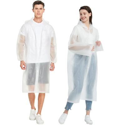 “2-pack reusable adult rain ponchos in white – unisex waterproof raincoats”