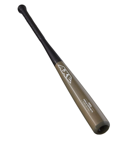 Baseball bat with black handle and brown barrel on a white background