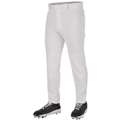White pants with black cleats on a white background