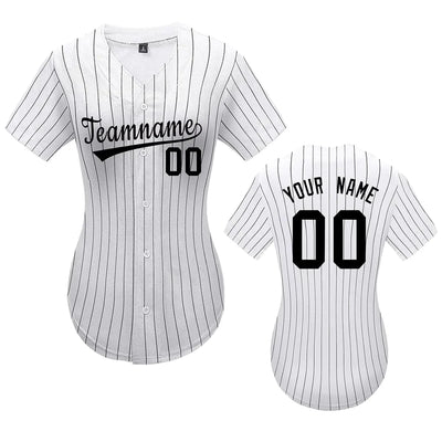 “Custom women’s baseball jersey with stripes – personalized with name and number”