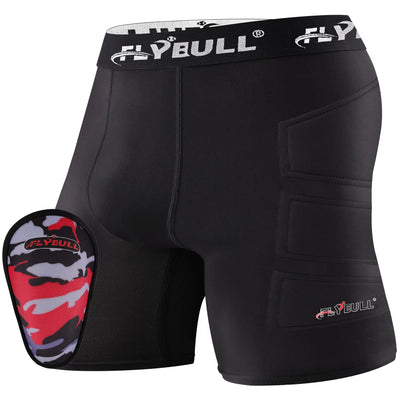 “FLYBULL youth padded sliding shorts with built-in soft athletic cup for baseball, football, and lacrosse”
