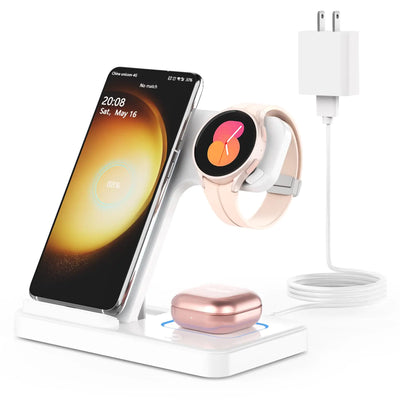 “GEEKERA 3-in-1 foldable wireless charger for Samsung Galaxy phone, watch, and earbuds”