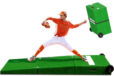 “KuiBonu 6 inch foldable portable pitching mound with antifade green turf and built-in pitching rubber”