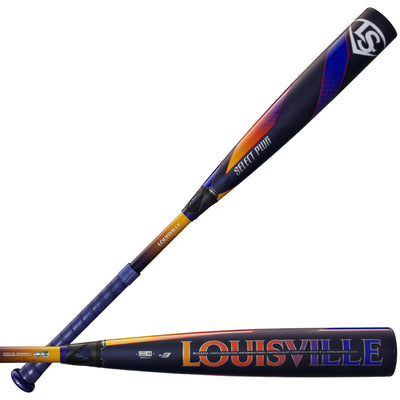 Baseball bat with Louisville Slugger branding on a white background