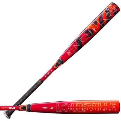 Red and black Louisville baseball bat on a white background