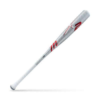 Baseball bat with red and white design on a white background