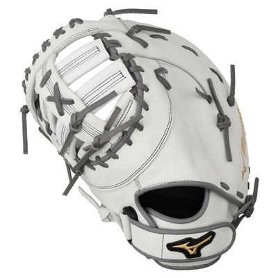 “Mizuno MVP Prime GXF50FPW2 fastpitch softball glove – 13 inch white/grey first base mitt LHT”