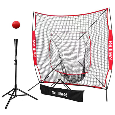 “NeillieN 7x7 baseball and softball practice net with strike zone, batting tee, and ball”