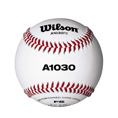 “One dozen WILSON Champion Series A1030 FS game-ready baseballs in white with red stitching”