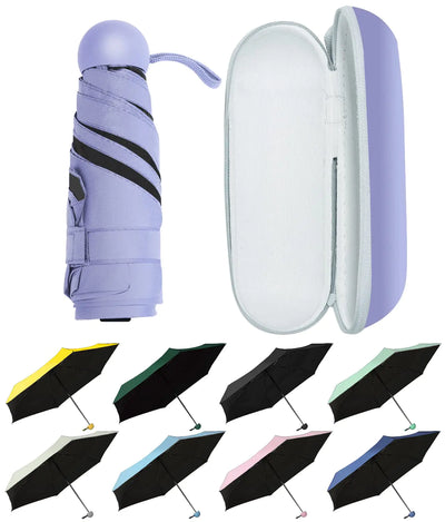 “UVANTI mini folding umbrella – lightweight sun and rain protection with travel case, perfect for kids and women”