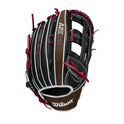 “WILSON A2K 1799 12.75” outfield glove – dual post web design for right hand throw players”